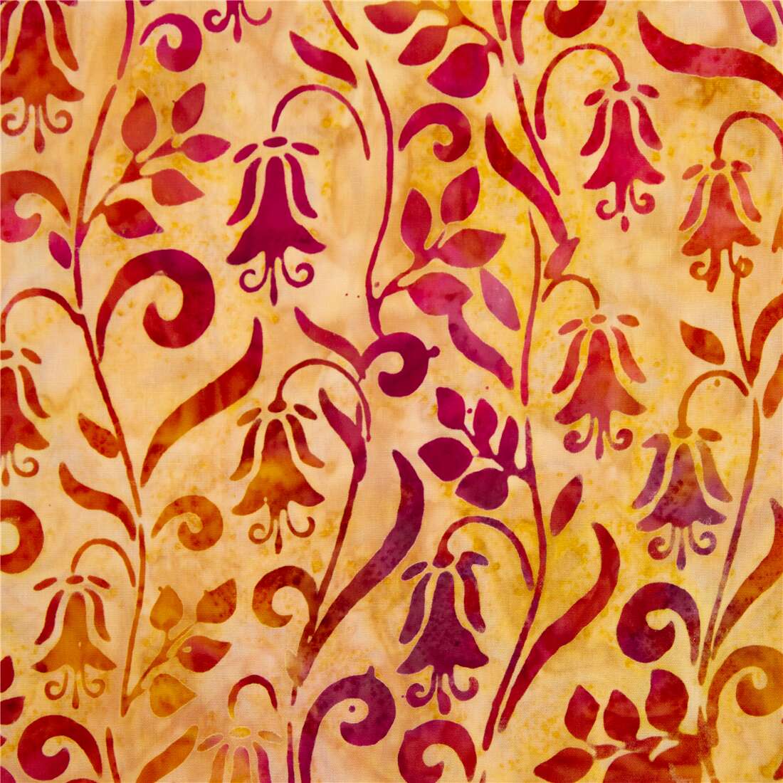 Purple Flowers on an Orange Pink Background 1/2 yd Anthology Batik 9034 