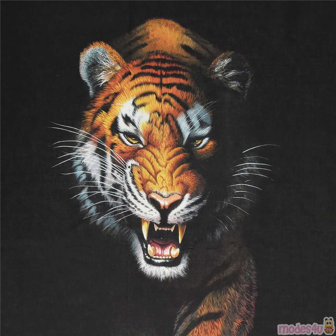 Orange tiger wild animal stripes Robert Kaufman black fabric