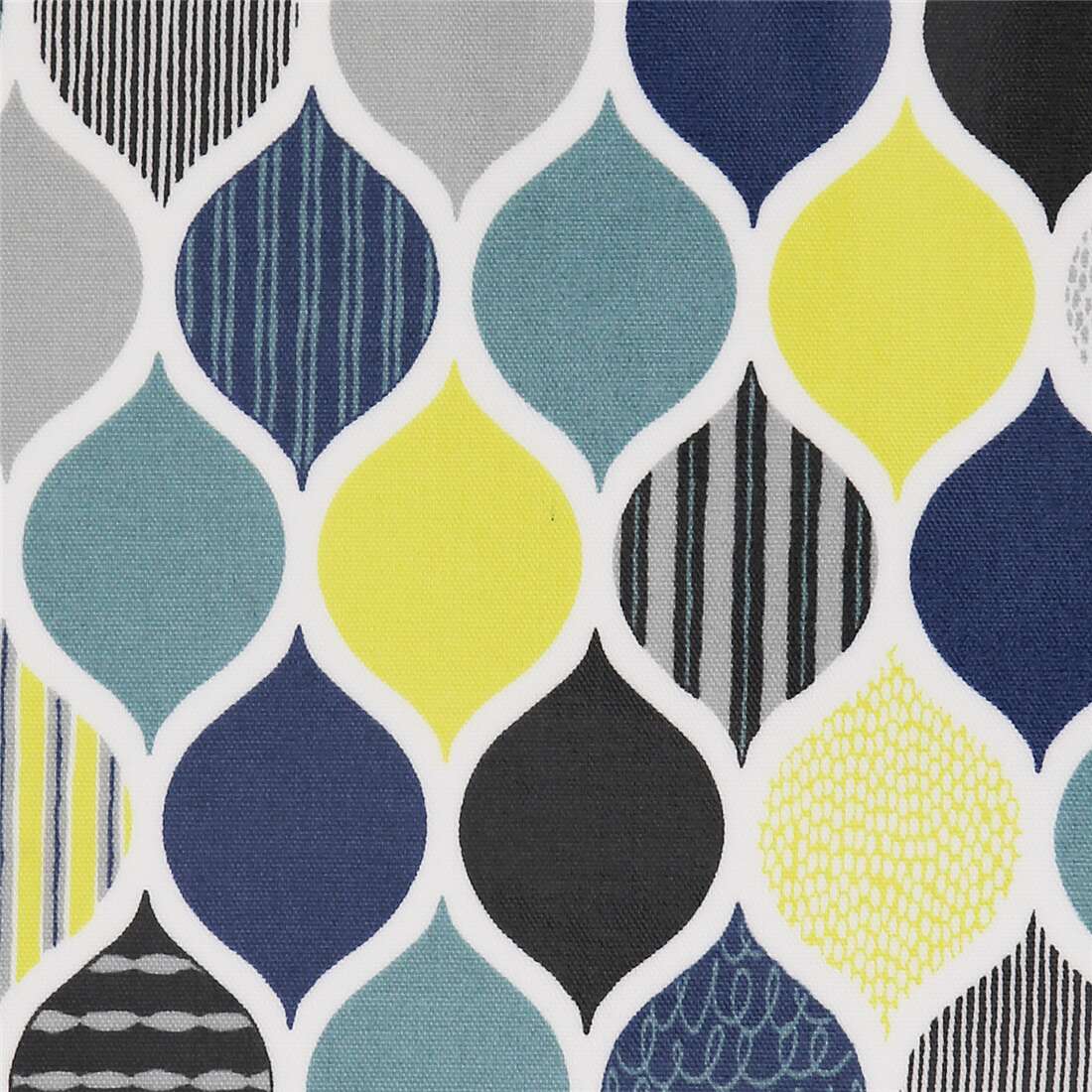 Oxford laminate fabric chevron bauble blue grey yellow Cosmo Fabric by ...