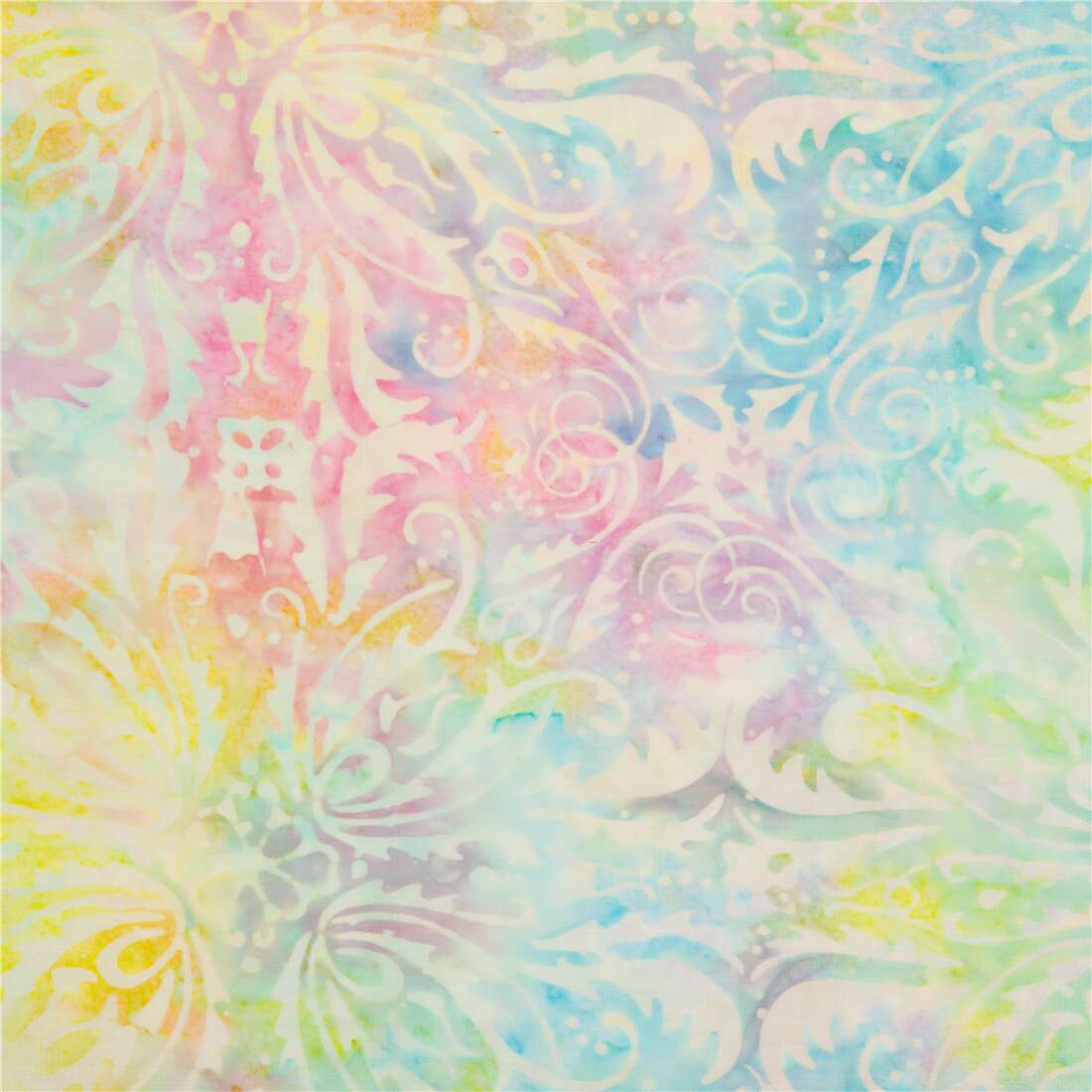 Pastel rainbow Timeless Treasures lush paisley tile batik fabric