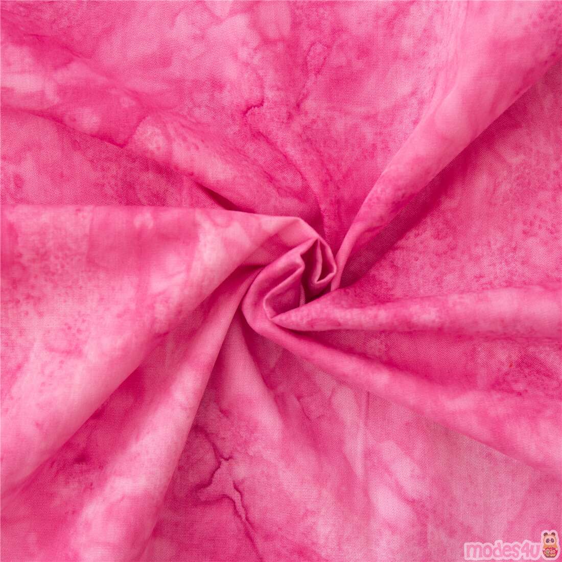 Pink batik cotton fabric fuchsia peach tie dye style print - modeS4u