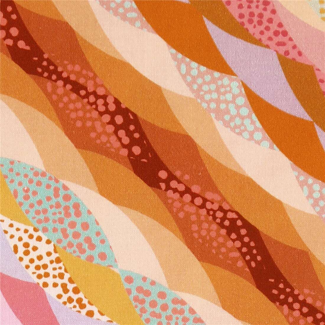 Pink orange Robert Kaufman wavy stripe pastel rainbow fabric modeS4u