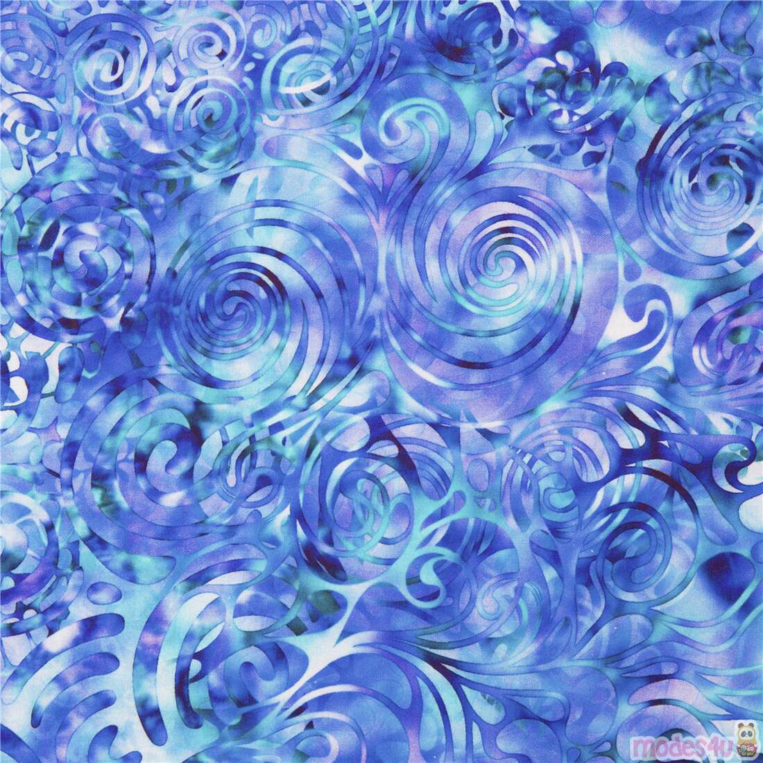 Remnant (50 x 270 cm) - Quilting Treasures batik style vibrant blue ...