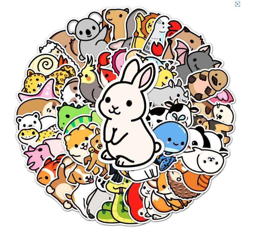 Rabbits various animal stickers 50 unique designs diecut pack bats koala -  modeS4u