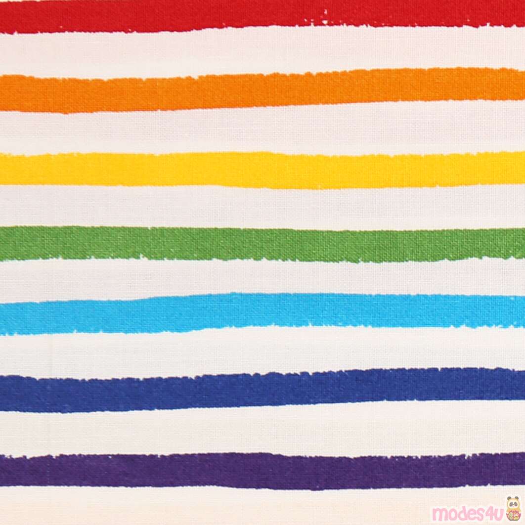 Rainbow stripe hand paint Robert Kaufman white cotton fabric Fabric by