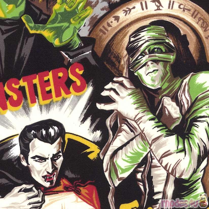 Robert Kaufman Halloween fabric with monsters Fabric by Robert Kaufman