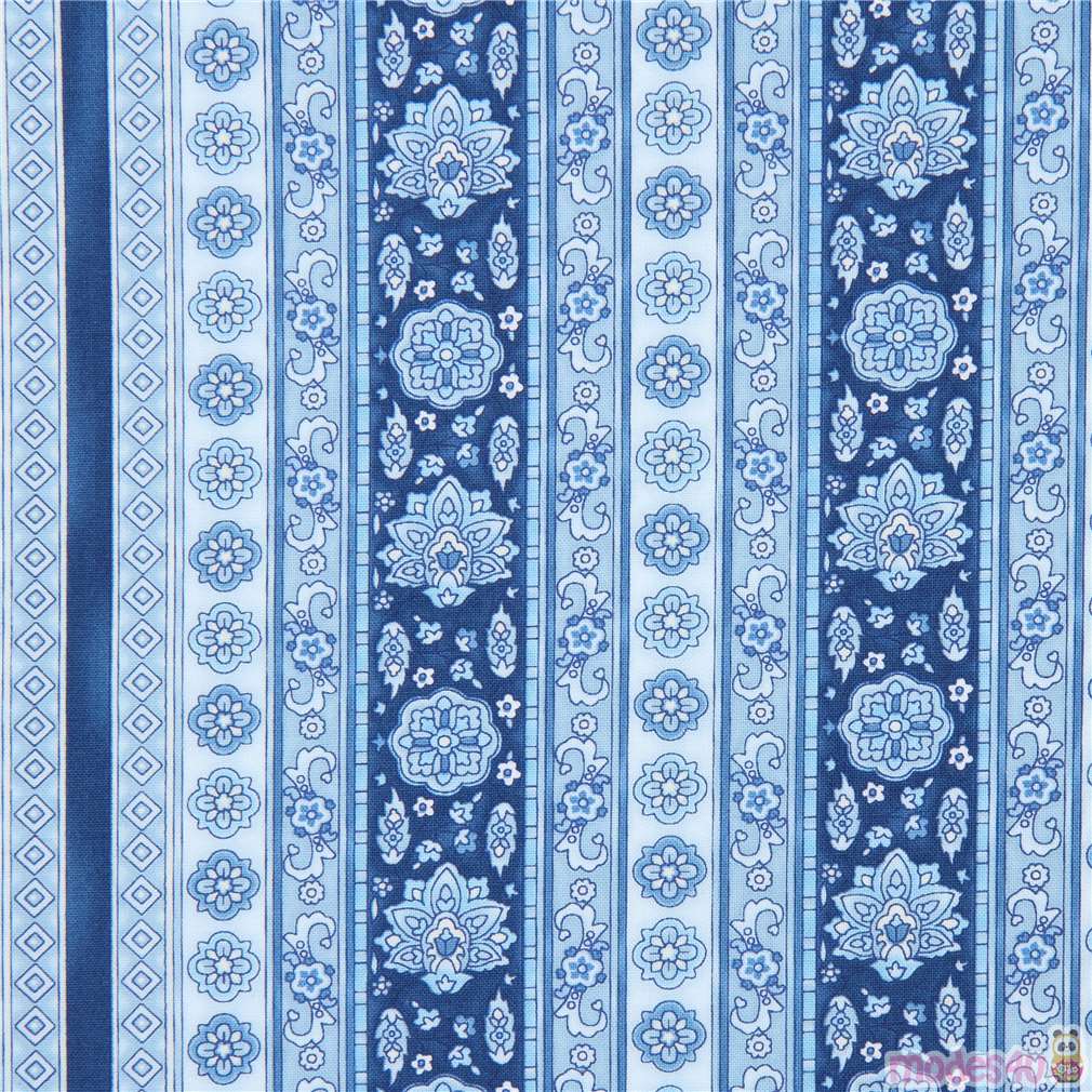 robert-kaufman-blue-flower-stripe-fabric-la-provence-modes4u-kawaii-shop