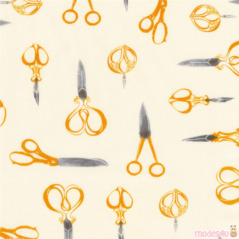 Robert Kaufman cream scissor fabric Fabric by Robert Kaufman modeS4u