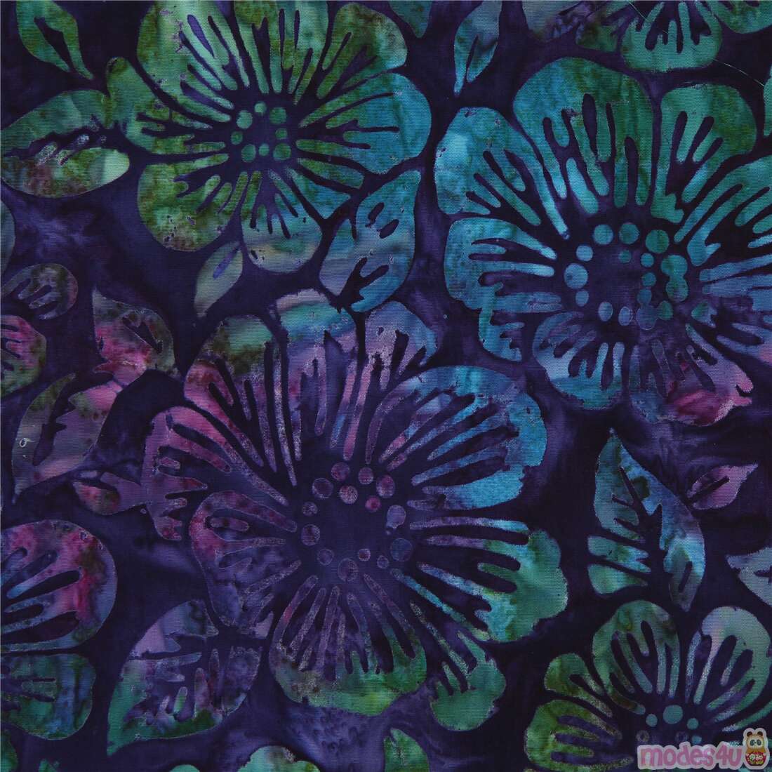 Robert Kaufman dar purple batik fabric with flowers - modeS4u