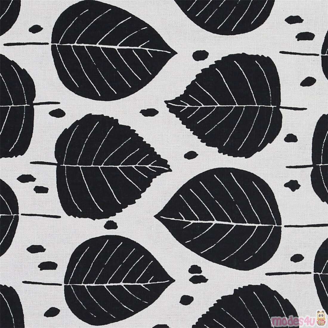 Buy Cotton Black Colour Leaves Print Fabric Online 9378K4 - SourceItRight