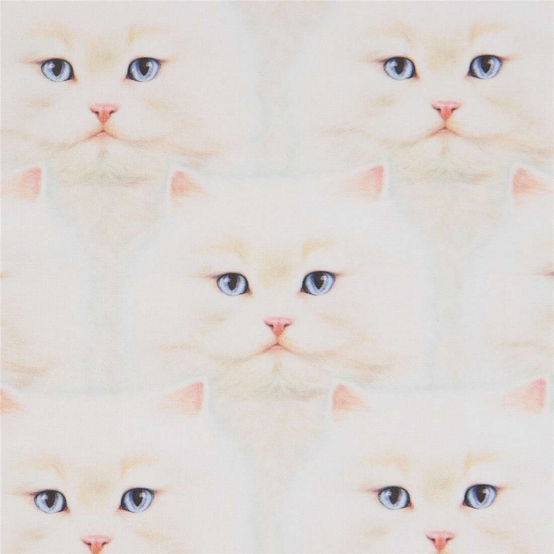 Whiskers & Tails Realistic Persian Cat Face Fabric by Robert Kaufman