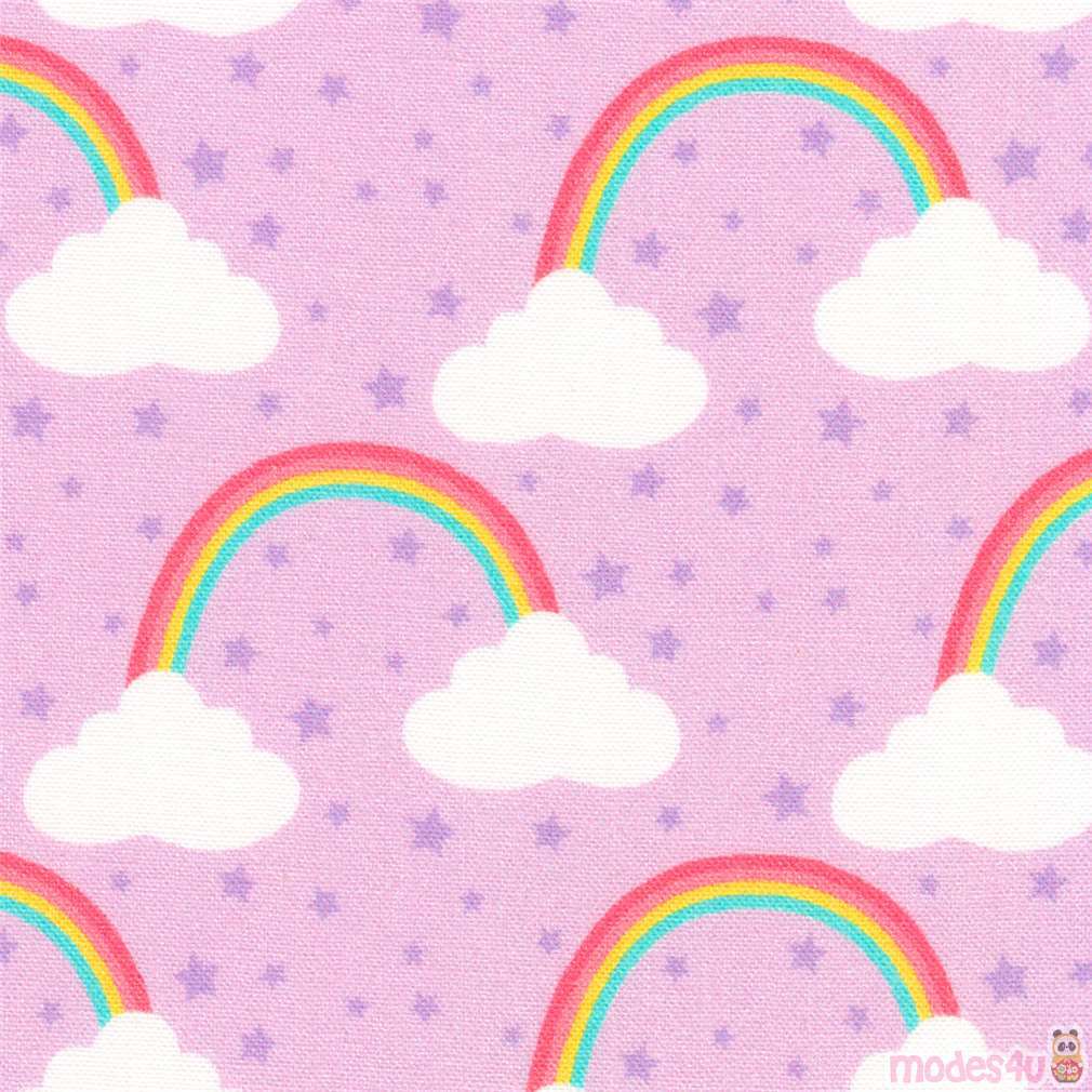 Robert Kaufman purple cloud and rainbow fabric modeS4u
