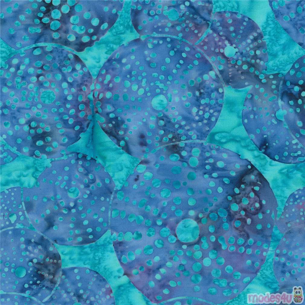 Robert Kaufman turquoise batik fabric with round coral modeS4u