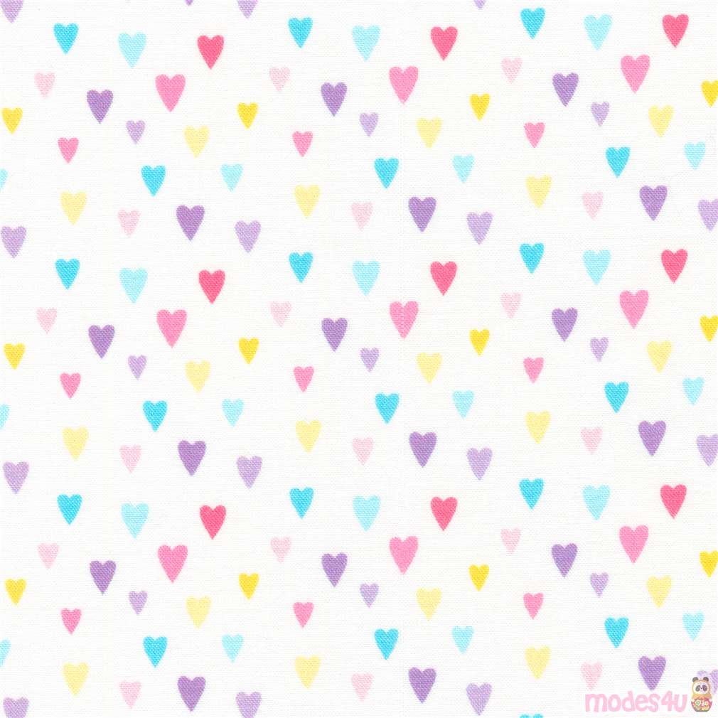 Poly Cotton Fabric Navy with Multi Coloured Hearts 112cm