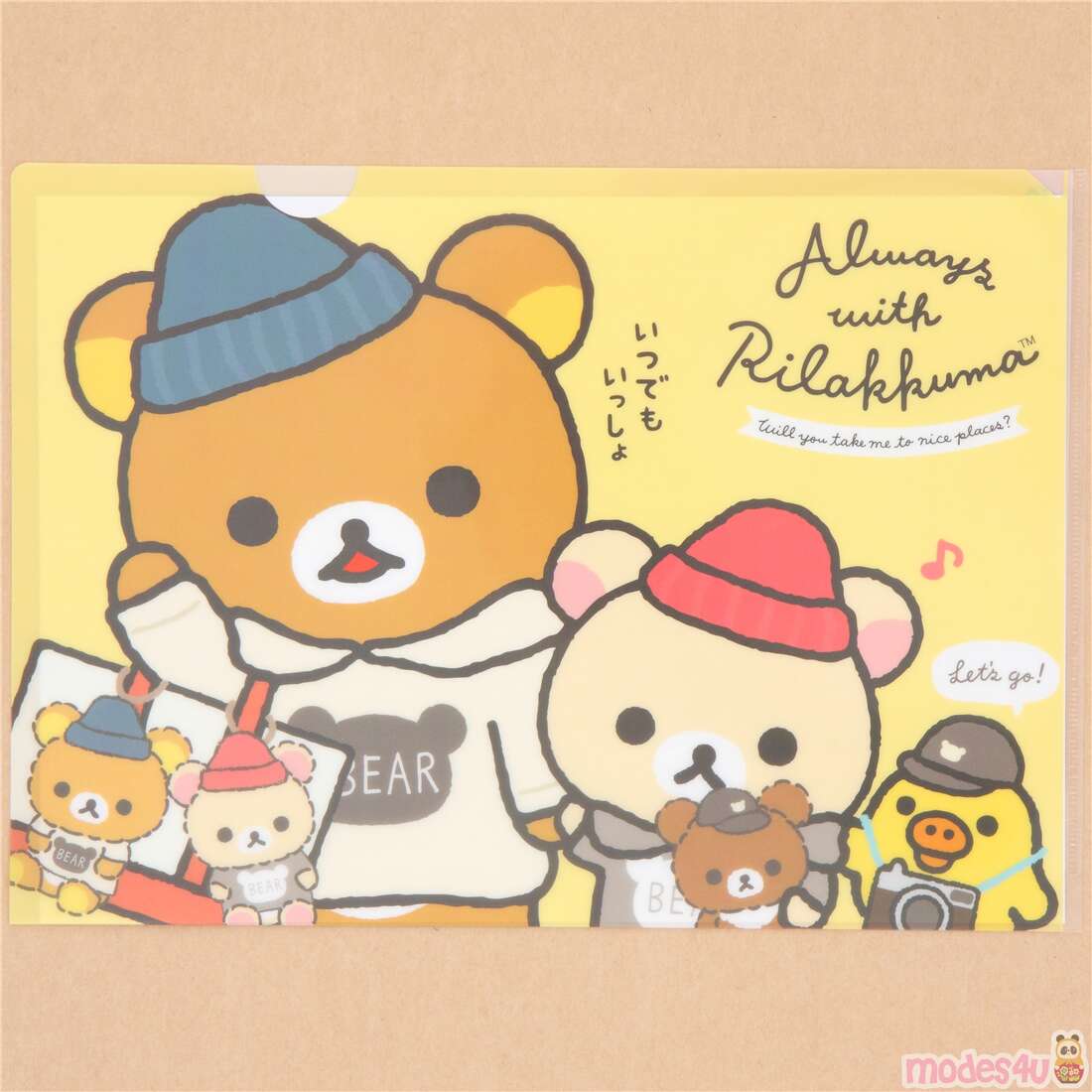 San-X Always with Rilakkuma A4 colorful plastic folder in yellow - modes4u