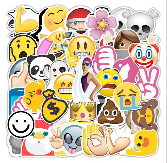 Sticker pack flake diecuts cute emoji 52 unique designs smiley by ...