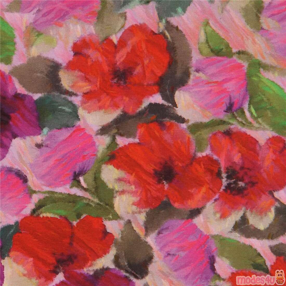 Stof Fabrics colorful knit fabric with flower painting pattern modeS4u