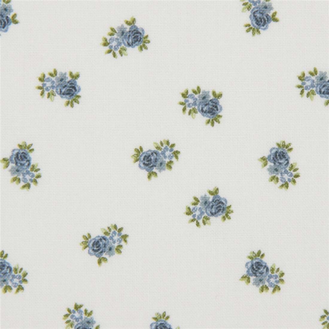 1 7/12ft Fabric Cotton Ökotex Vintage Blue Pattern Flowers 