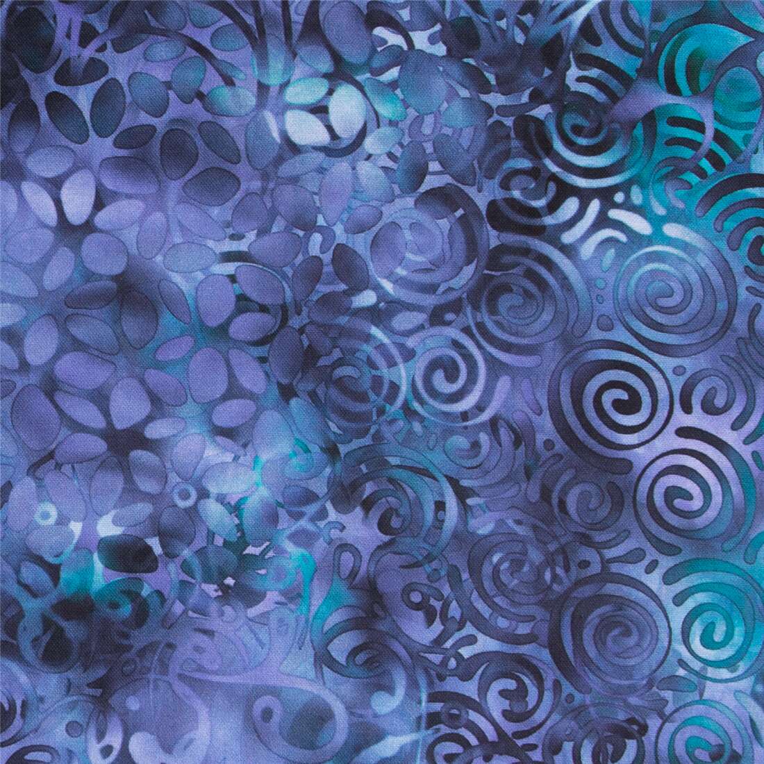 Swirl and leaf blender fabric Quilting Treasures blue shades modeS4u