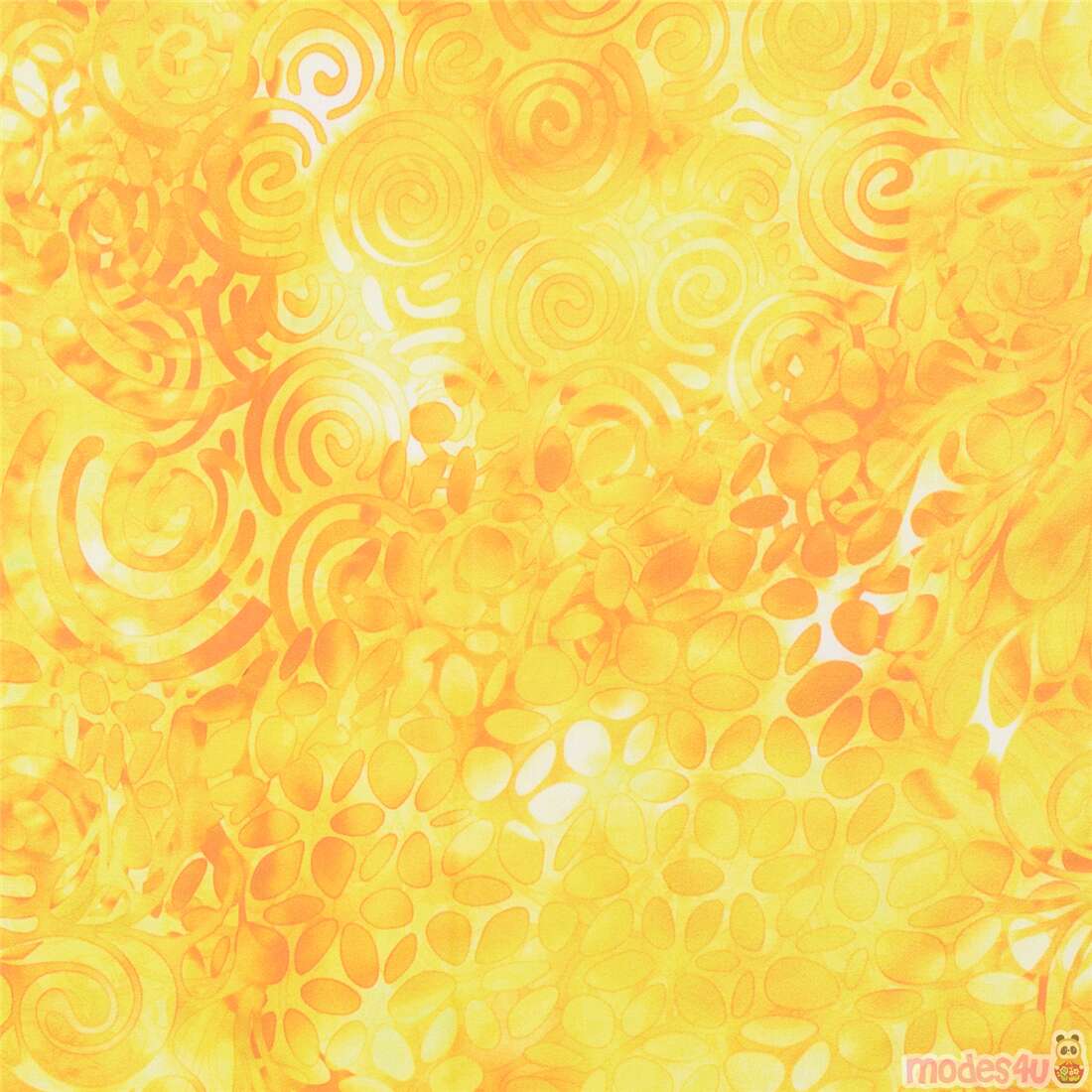 Swirl leaf floral blender fabric Quilting Treasures yellow by Japanese Indie modeS4u