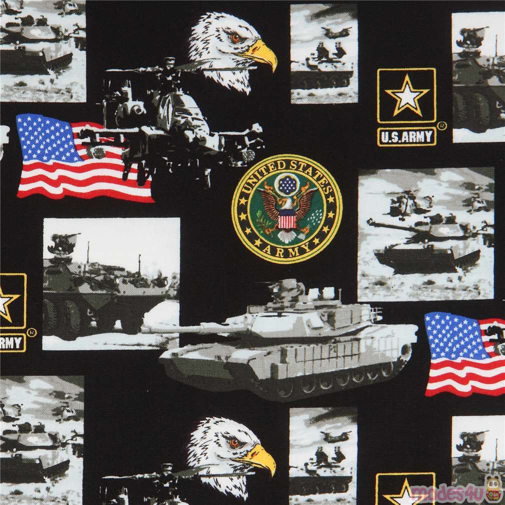 Sale Military U.S Army American Flag Tank Eagle 100/% Cotton Patchwork Fabric