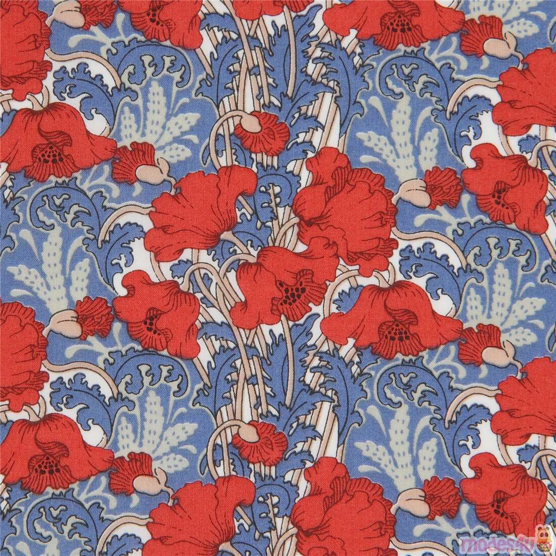 Tana Lawn Cotton Fabric With Poppy Flowers By Liberty Fabrics Modes4u 5979