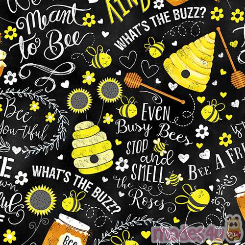 Remnant (11 x 112 cm) - Timeless Treasures bee and honey fabric - modes4u
