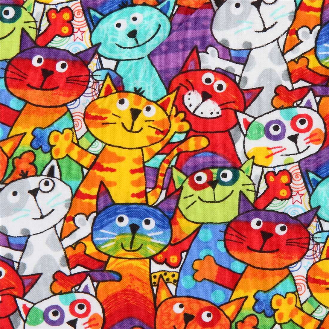  Cats & Kittens Cotton Fabric by The Yard : Arts