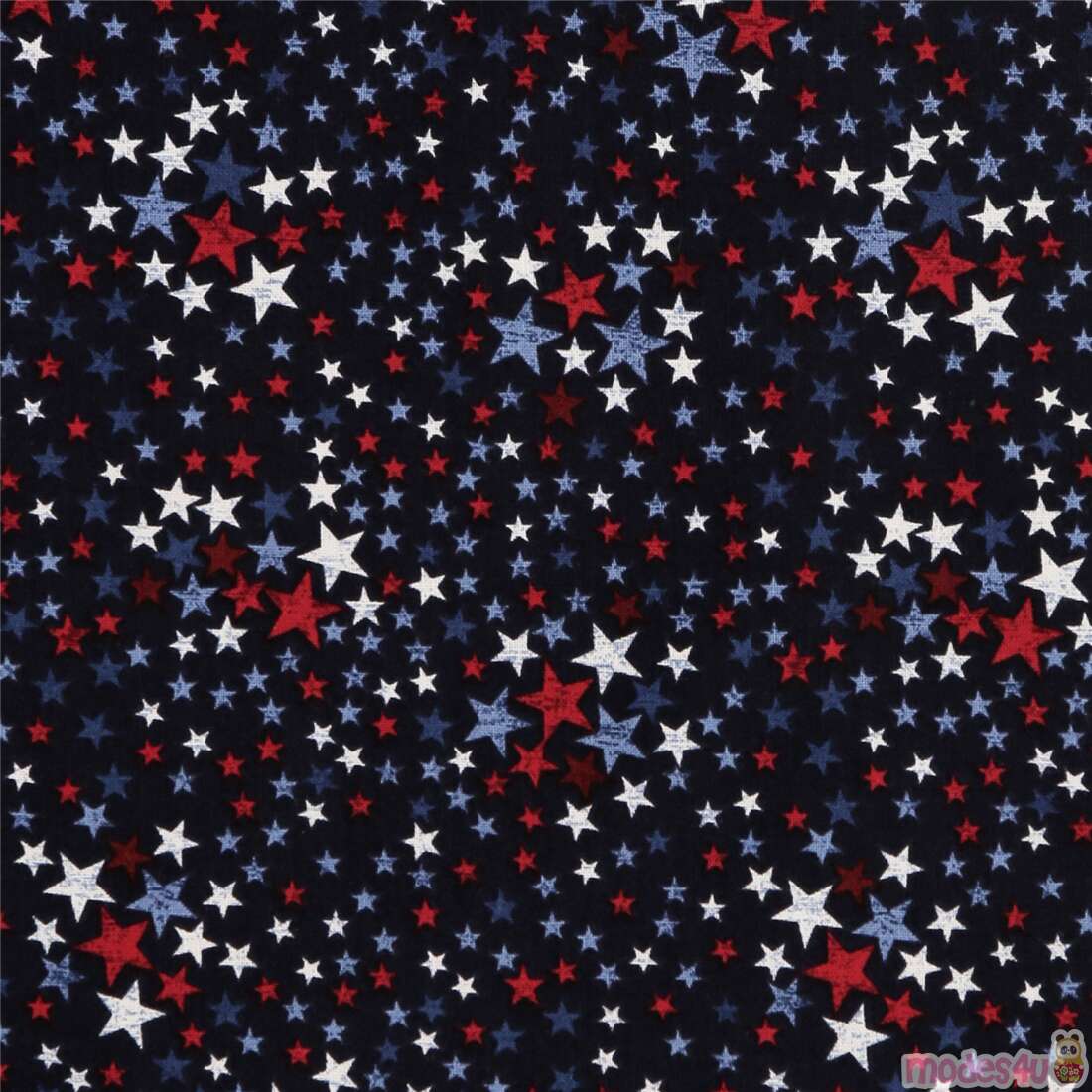 stars - multi watercolor - red white and Fabric