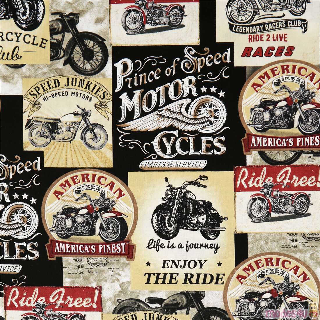 Extra Wide Vintage Motorcycles Soft Minky Fabric by Timeless Treasures