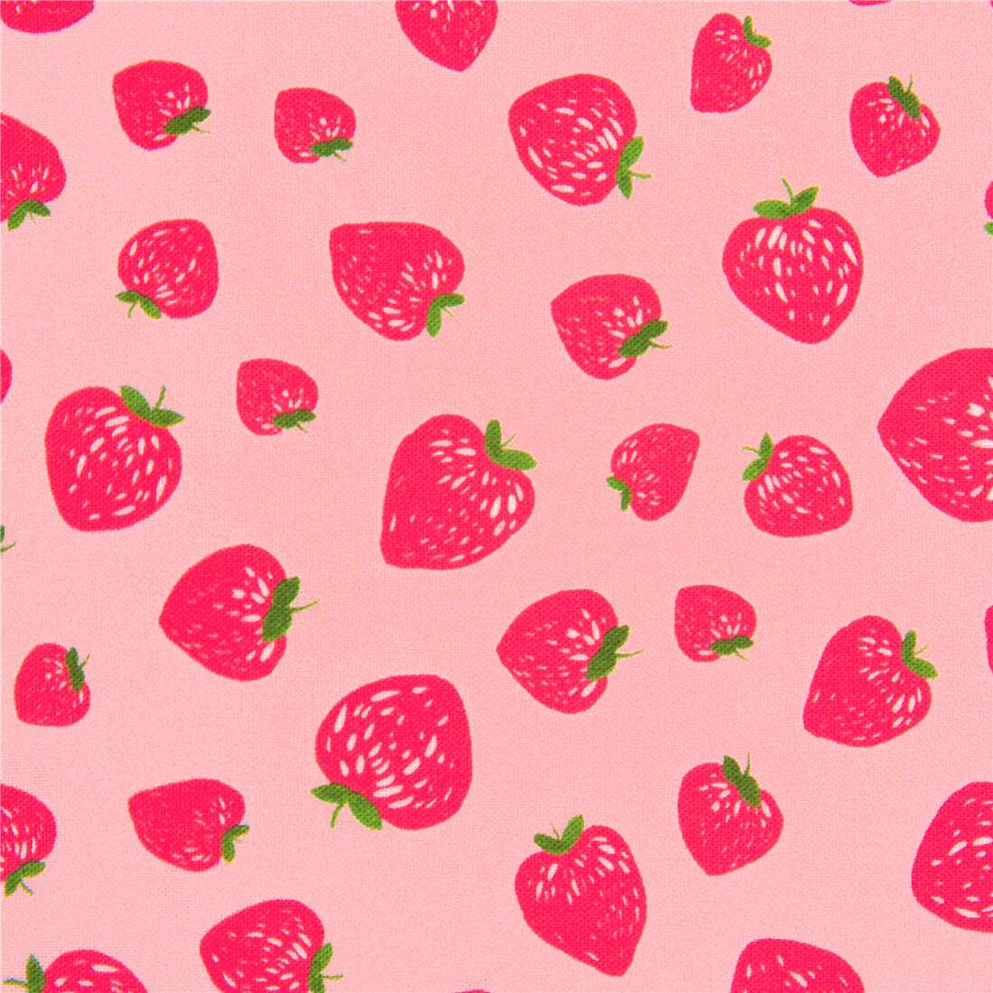 Tossed strawberries Michael Miller pink cotton fabric fruit modeS4u