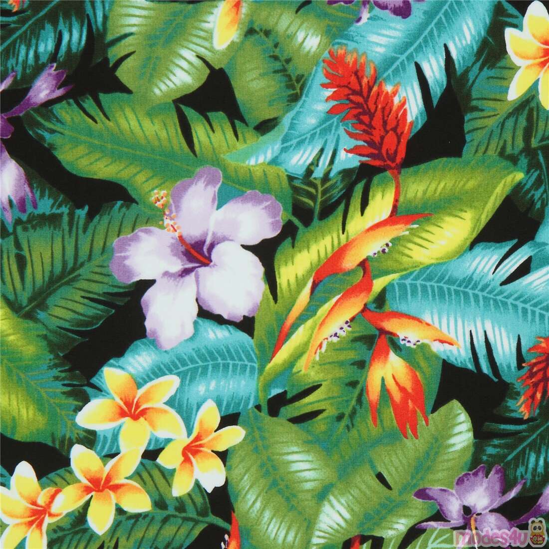 Trans Pacific Textiles Tropical Hawaiian Flower And Leaf Fabric Modes4u