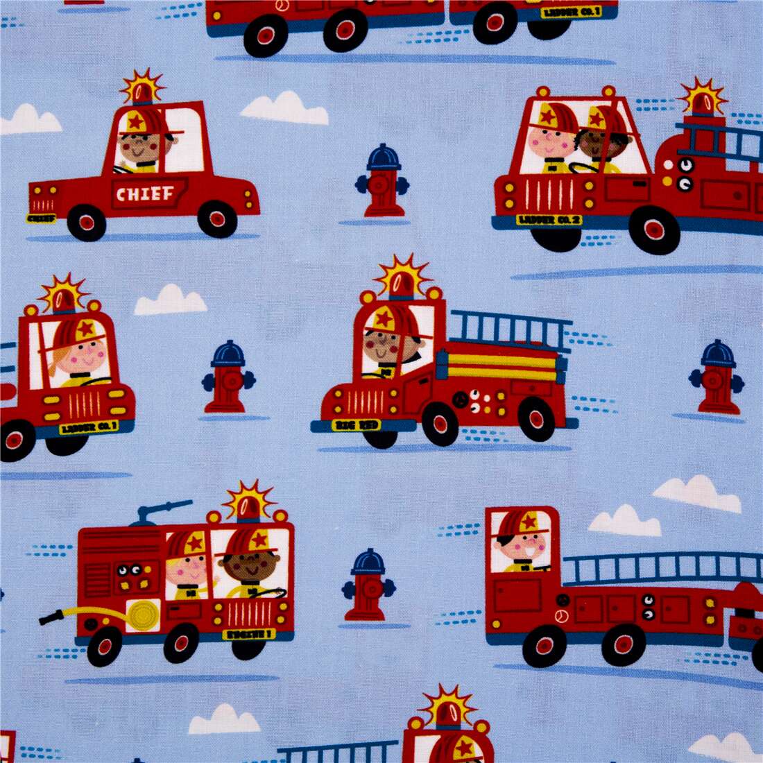 To the Rescue Fire Trucks Fabric by Michael Miller - modes4u