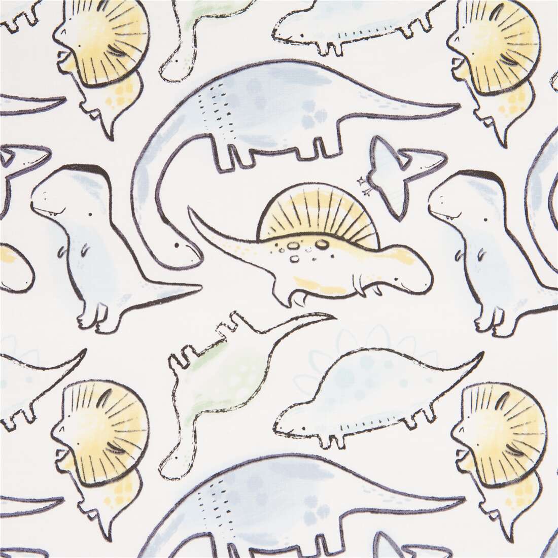 Cute Illustrated Pastel Dinosaurs Fabric by Timeless Treasures - modes4u