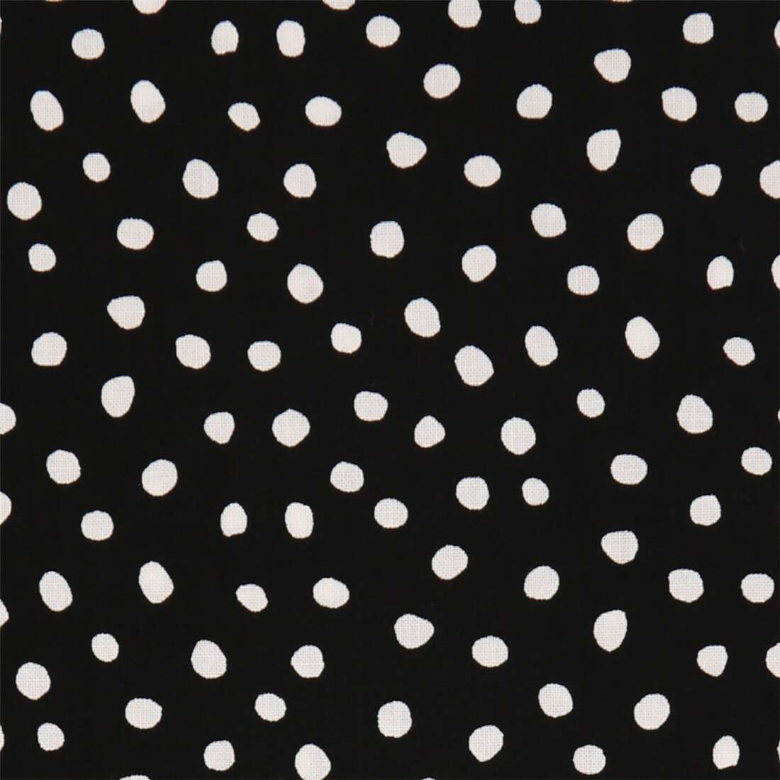 white cotton fabric with black polka dots