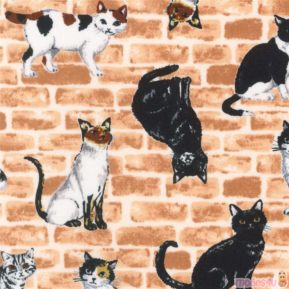 alley cat fabric with brick pattern by Robert Kaufman - modeS4u