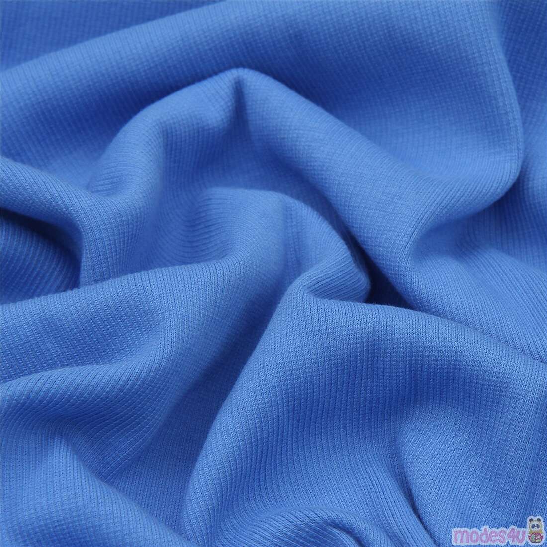 azure blue ribbed cuffing tubular knit fabric Fabric by Japanese Indie