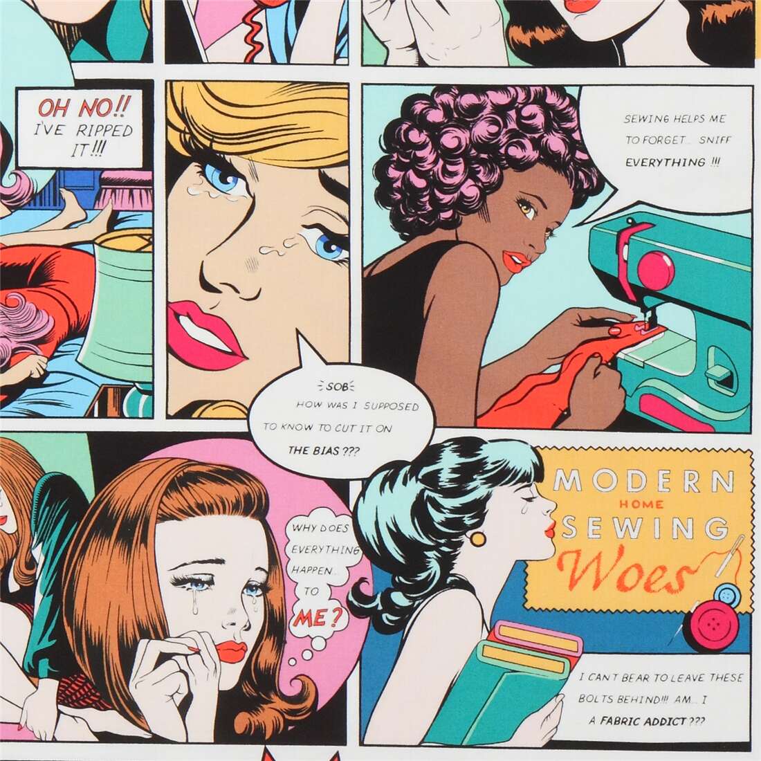 big Alexander Henry colorful comic book style fabric Sewing Woes Fabric ...