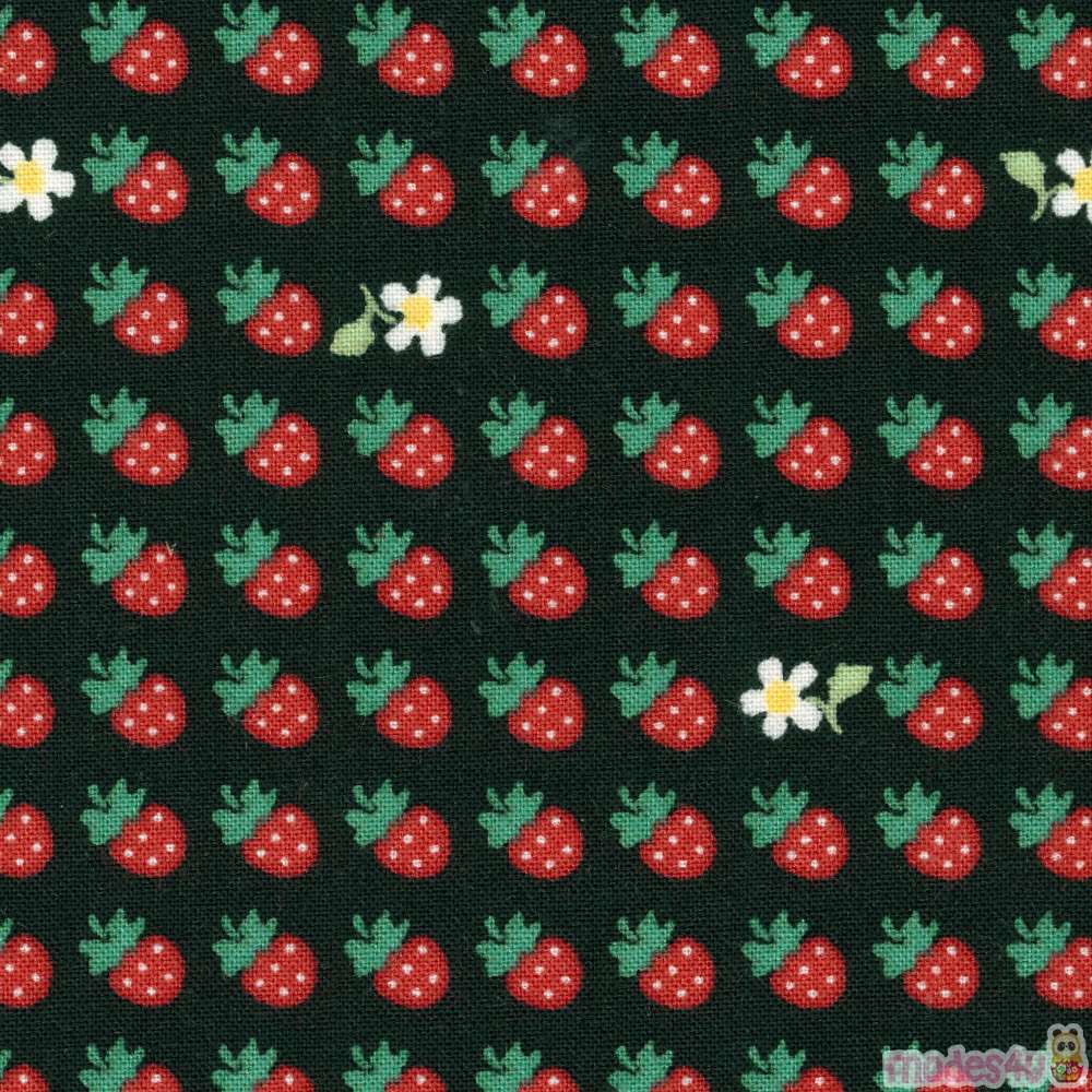 Black Robert Kaufman Mini Red Strawberry Fabric Sevenberry Petite