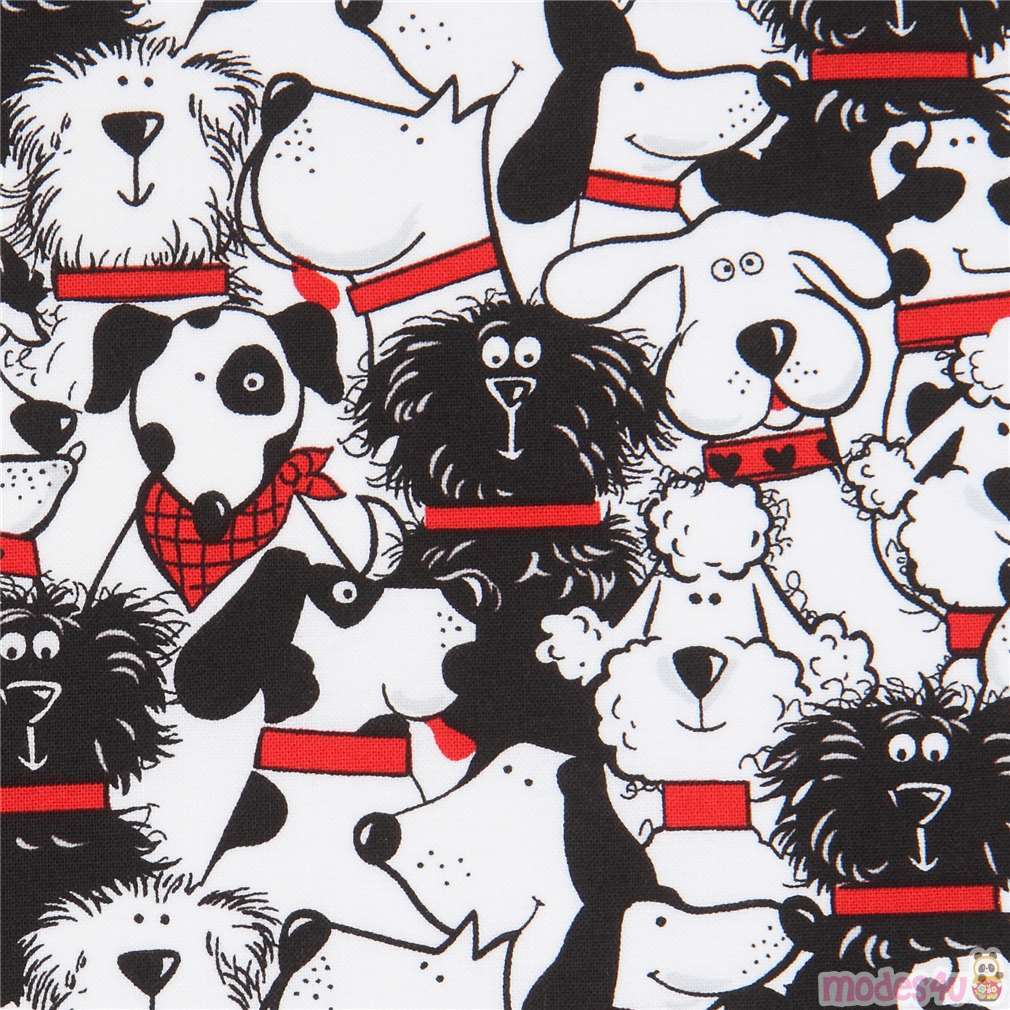 Remnant 43 cm black and white dog fabric by Timeless Treasures modeS4u