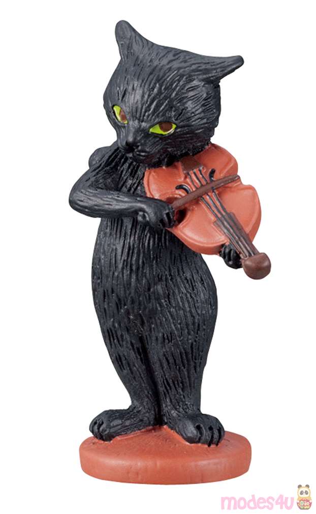 black cat with violin music instrument figurine from Japan modeS4u