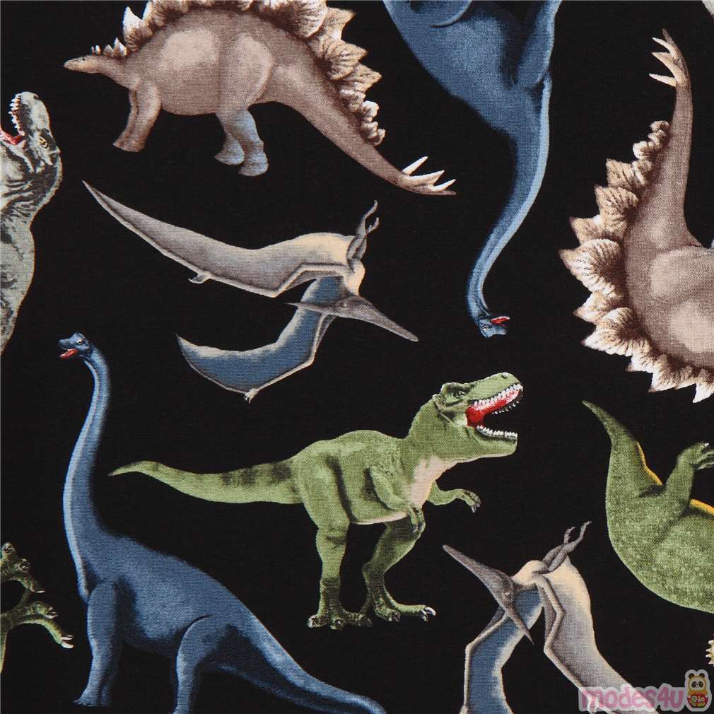 black fabric with dinosaur animal by Timeless Treasures Fabric by ...