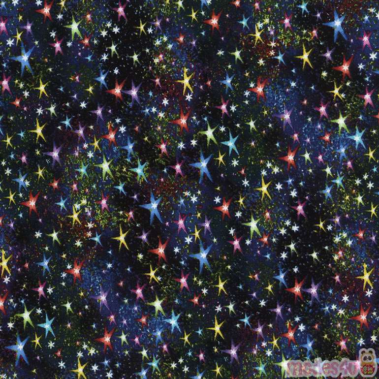 black green blue colorful space stars fabric by Timeless Treasures ...