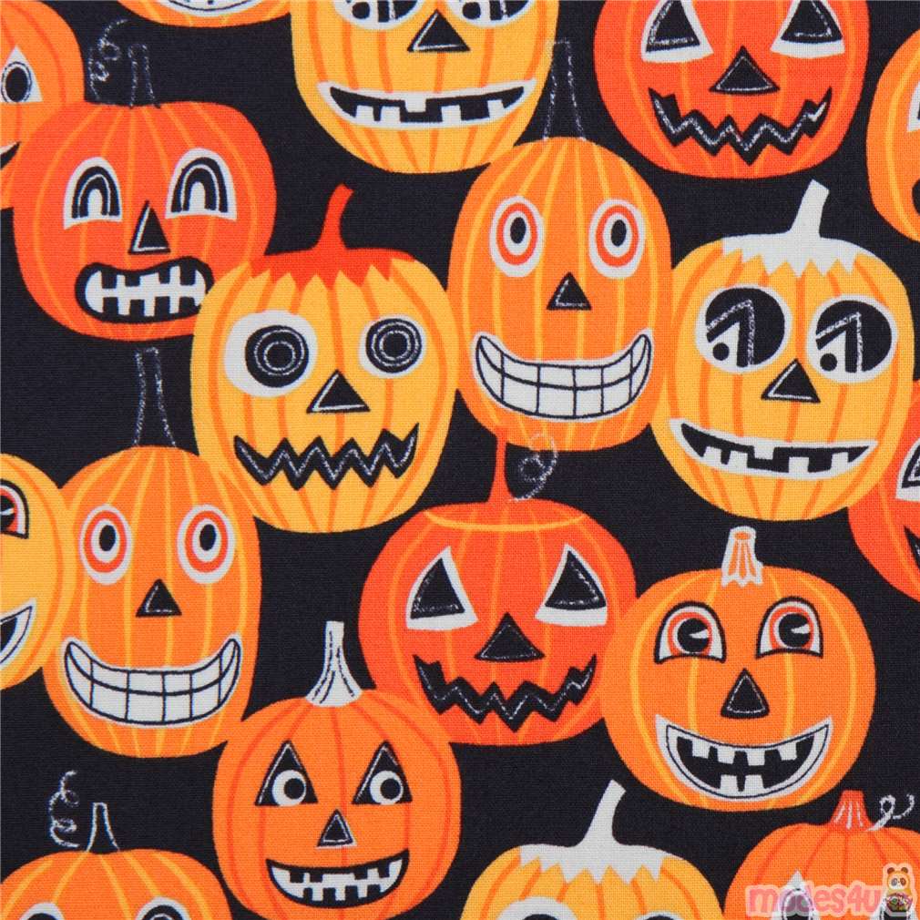 black pumpkin Halloween fabric Alexander Henry Jack O'Lantern JR - modeS4u