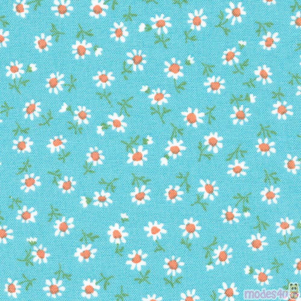 blue Robert Kaufman mini white flower fabric Sevenberry Petite ...