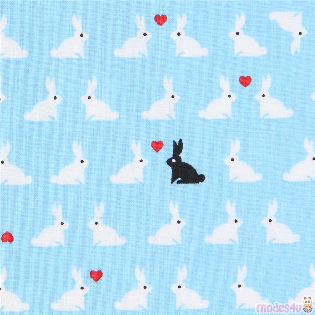 blue Robert Kaufman small bunny rabbit animal fabric Tiny Happy Lucky