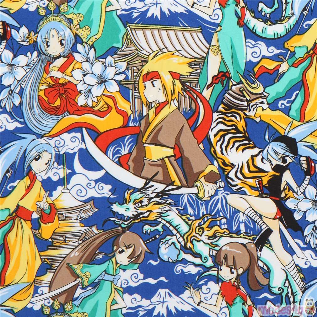 blue Trans-Pacific Textiles anime fabric - modeS4u