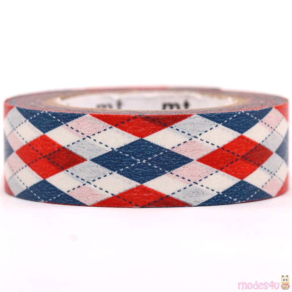 Blue And Red Argyle Mt Washi Tape Deco Tape With Diamonds Modes4u