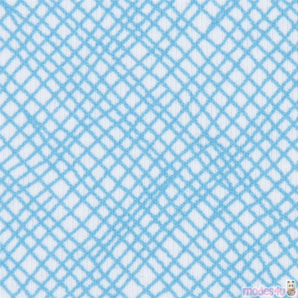 blue and white grid pattern knit fabric Robert Kaufman USA Blake Cotton