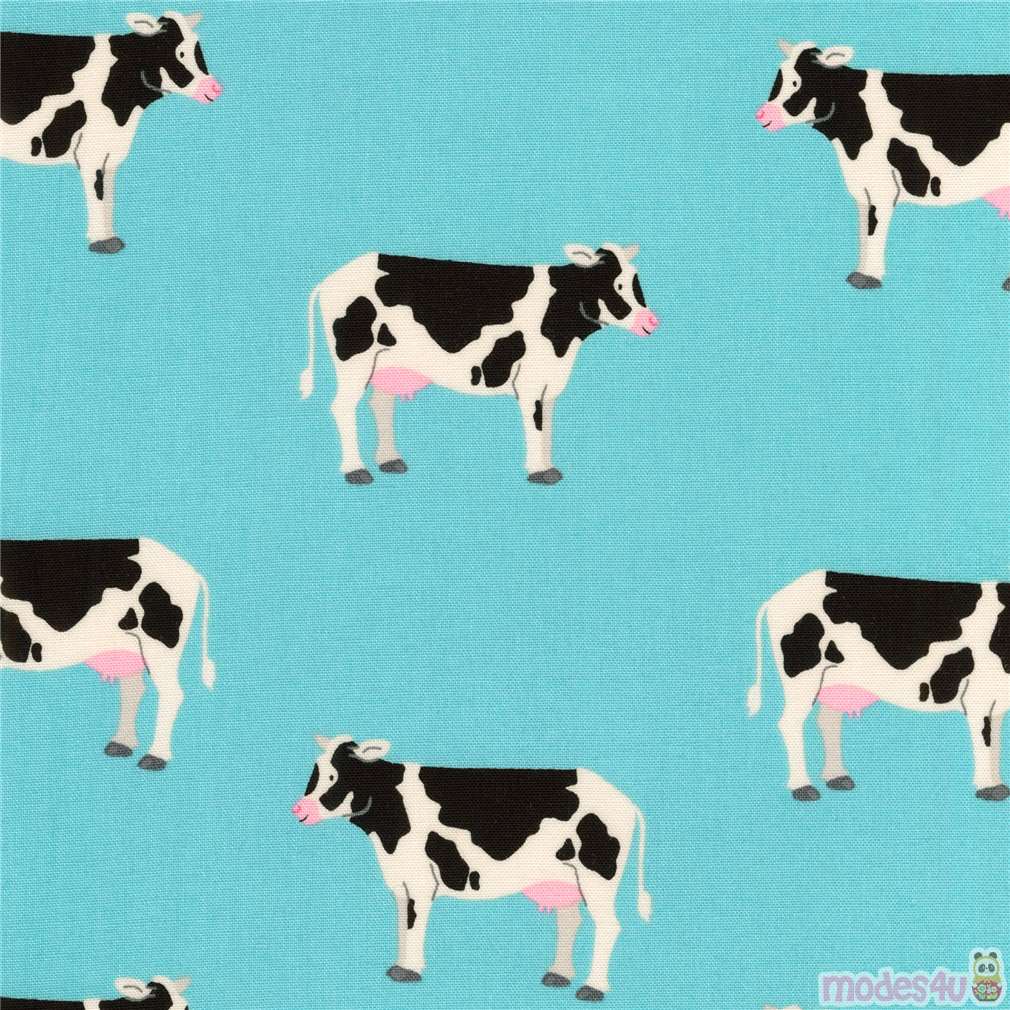 blue cow fabric by Robert Kaufman modeS4u